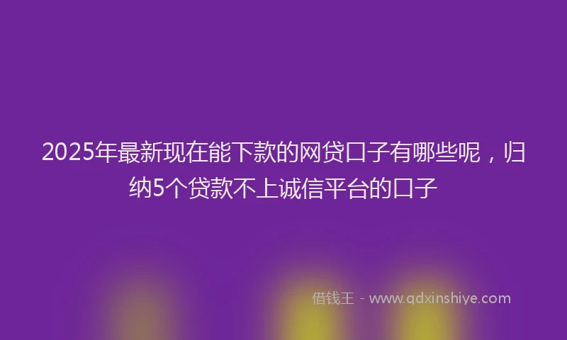 2025年最新现在能下款的网贷口子有哪些呢，归纳5个贷款不上诚信平台的口子