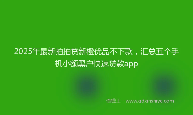 2025年最新拍拍贷新橙优品不下款，汇总五个手机小额黑户快速贷款app