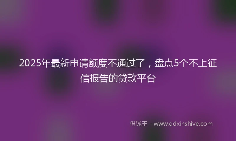 2025年最新申请额度不通过了，盘点5个不上征信报告的贷款平台