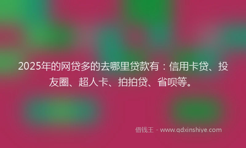 2025年的网贷多的去哪里贷款有：信用卡贷、投友圈、超人卡、拍拍贷、省呗等。