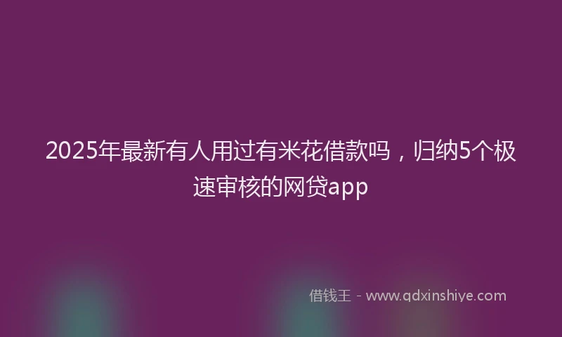 2025年最新有人用过有米花借款吗，归纳5个极速审核的网贷app