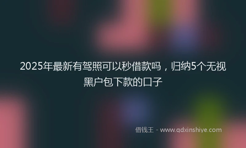 2025年最新有驾照可以秒借款吗，归纳5个无视黑户包下款的口子