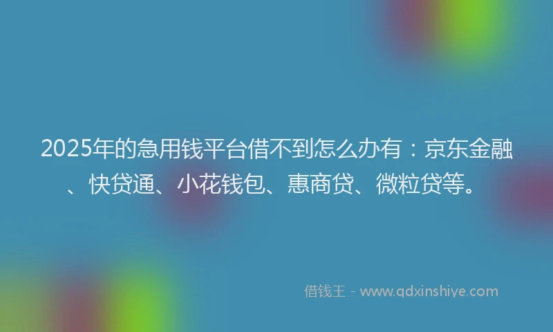 2025年的急用钱平台借不到怎么办有：京东金融、快贷通、小花钱包、惠商贷、微粒贷等。