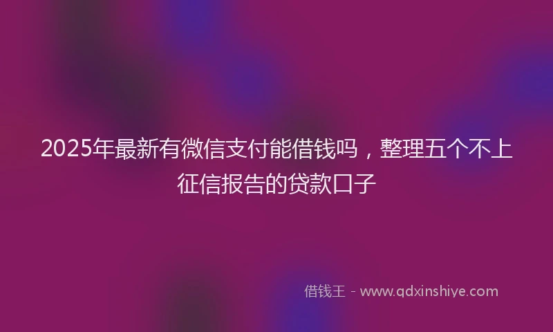 2025年最新有微信支付能借钱吗，整理五个不上征信报告的贷款口子