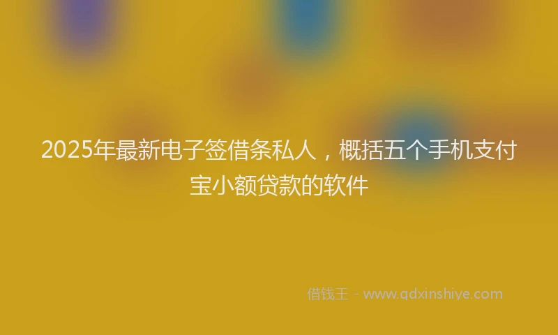 2025年最新电子签借条私人，概括五个手机支付宝小额贷款的软件