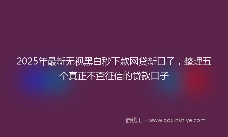 2025年最新无视黑白秒下款网贷新口子，整理五个真正不查征信的贷款口子