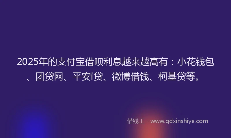 2025年的支付宝借呗利息越来越高有：小花钱包、团贷网、平安i贷、微博借钱、柯基贷等。