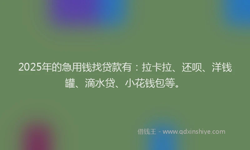 2025年的急用钱找贷款有：拉卡拉、还呗、洋钱罐、滴水贷、小花钱包等。