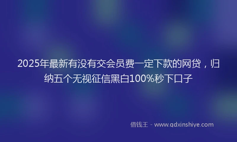 2025年最新有没有交会员费一定下款的网贷，归纳五个无视征信黑白100%秒下口子