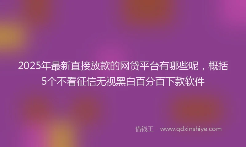 2025年最新直接放款的网贷平台有哪些呢，概括5个不看征信无视黑白百分百下款软件