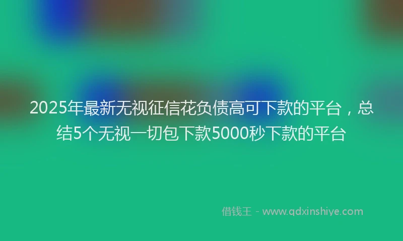 2025年最新无视征信花负债高可下款的平台，总结5个无视一切包下款5000秒下款的平台