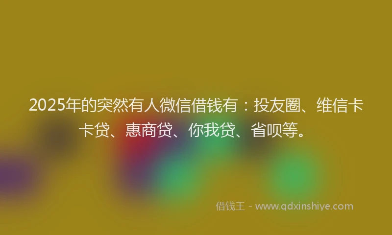 2025年的突然有人微信借钱有：投友圈、维信卡卡贷、惠商贷、你我贷、省呗等。