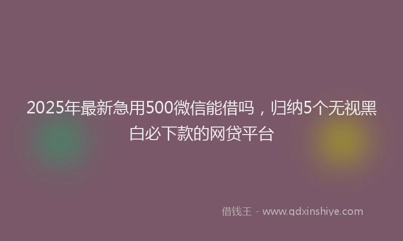 2025年最新急用500微信能借吗，归纳5个无视黑白必下款的网贷平台