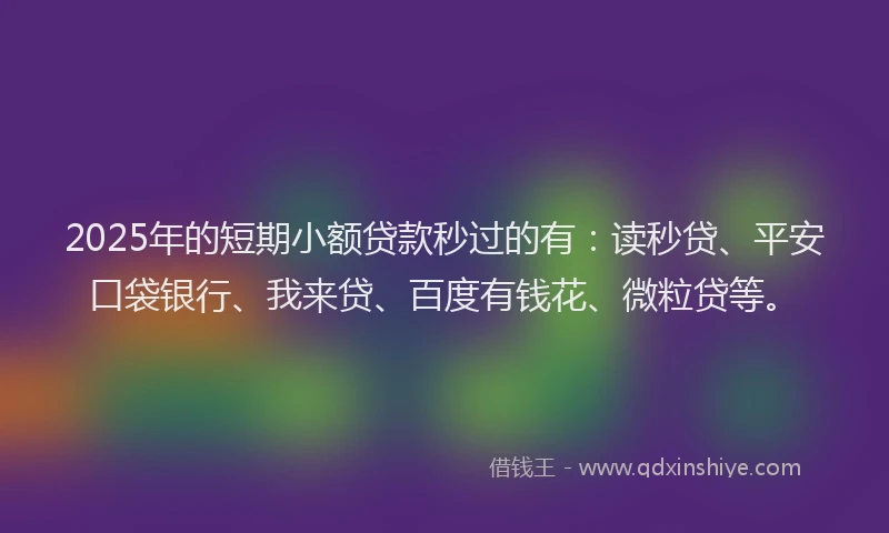 2025年的短期小额贷款秒过的有：读秒贷、平安口袋银行、我来贷、百度有钱花、微粒贷等。