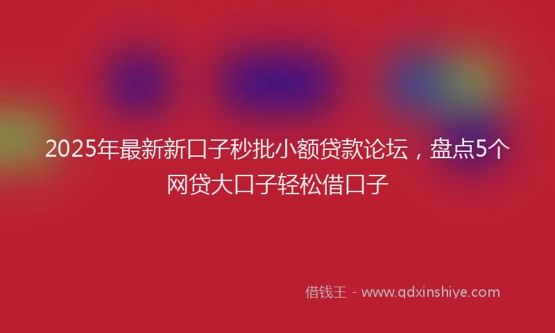 2025年最新新口子秒批小额贷款论坛，盘点5个网贷大口子轻松借口子