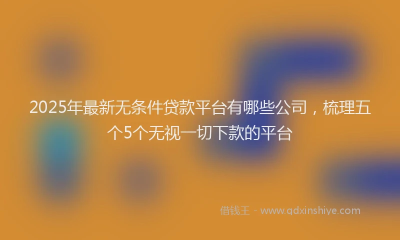 2025年最新无条件贷款平台有哪些公司，梳理五个5个无视一切下款的平台
