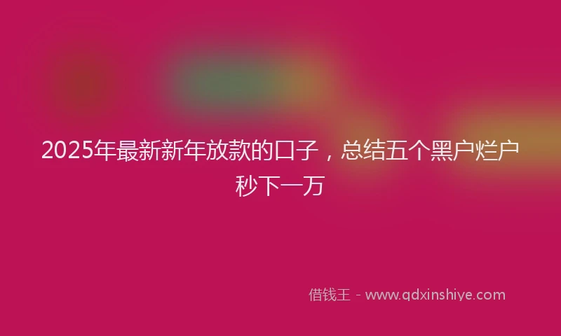 2025年最新新年放款的口子，总结五个黑户烂户秒下一万