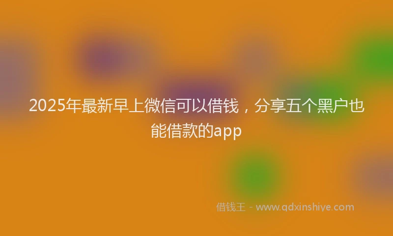 2025年最新早上微信可以借钱，分享五个黑户也能借款的app