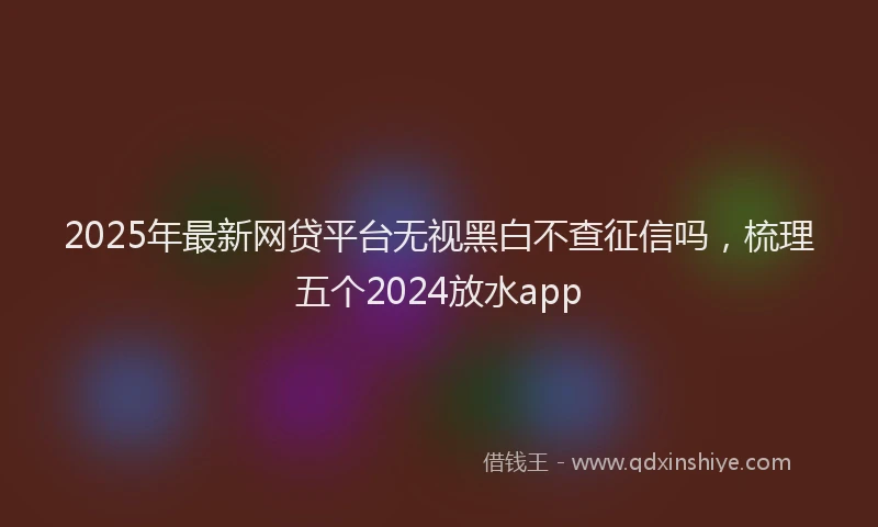 2025年最新网贷平台无视黑白不查征信吗，梳理五个2024放水app