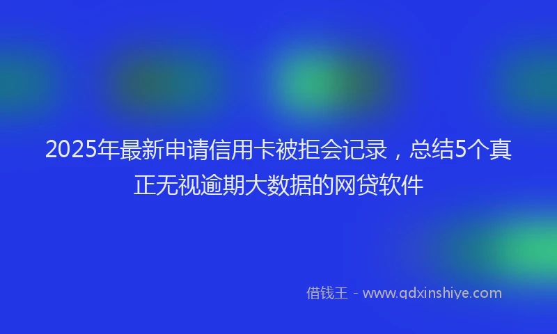 2025年最新申请信用卡被拒会记录，总结5个真正无视逾期大数据的网贷软件