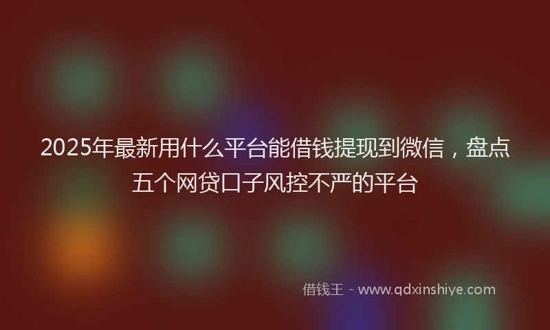 2025年最新用什么平台能借钱提现到微信，盘点五个网贷口子风控不严的平台