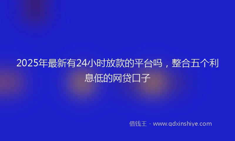 2025年最新有24小时放款的平台吗，整合五个利息低的网贷口子