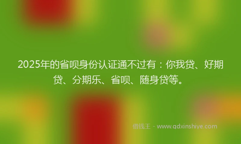 2025年的省呗身份认证通不过有：你我贷、好期贷、分期乐、省呗、随身贷等。