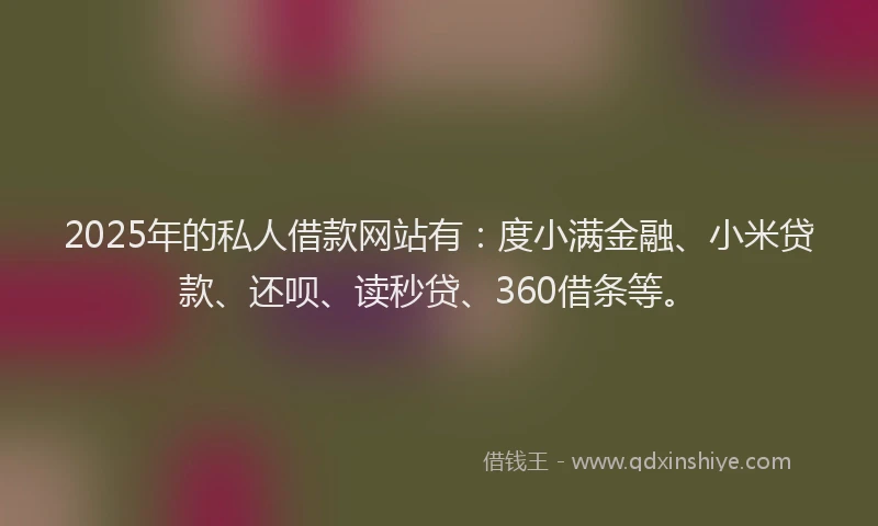 2025年的私人借款网站有：度小满金融、小米贷款、还呗、读秒贷、360借条等。