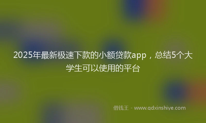 2025年最新极速下款的小额贷款app，总结5个大学生可以使用的平台