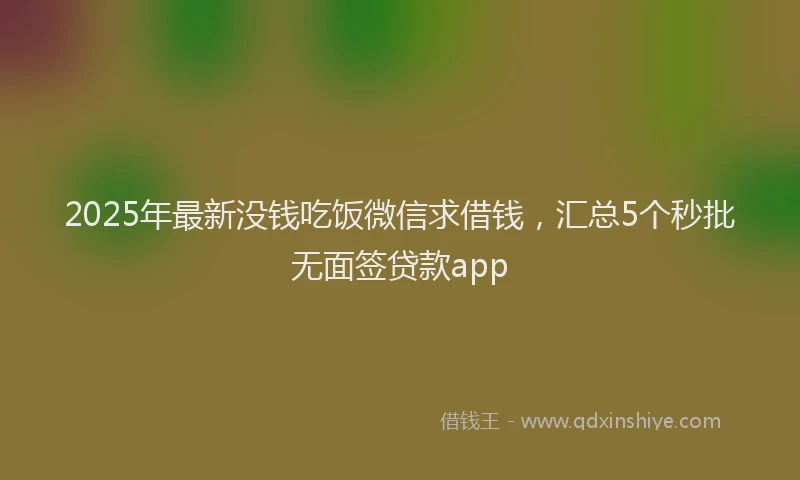 2025年最新没钱吃饭微信求借钱，汇总5个秒批无面签贷款app