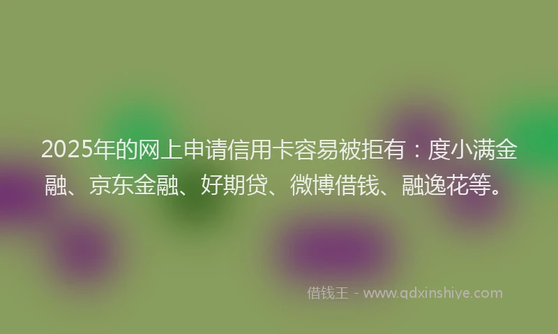 2025年的网上申请信用卡容易被拒有：度小满金融、京东金融、好期贷、微博借钱、融逸花等。