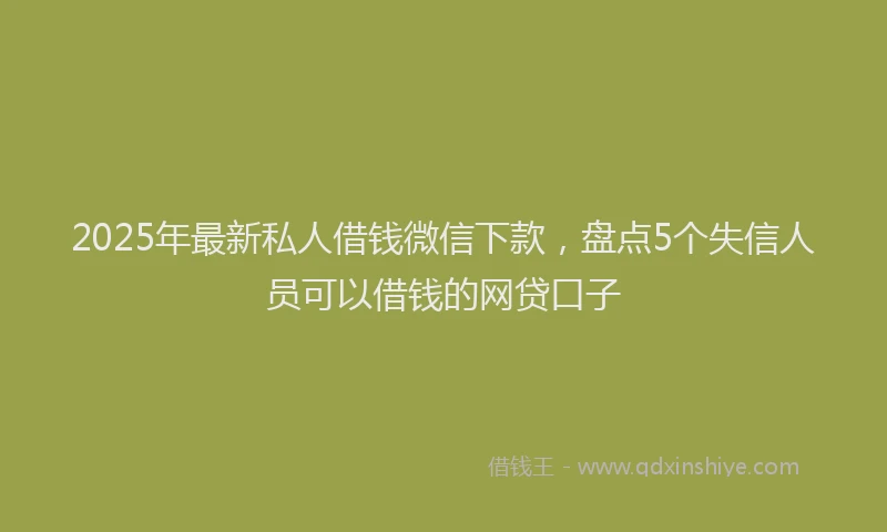 2025年最新私人借钱微信下款，盘点5个失信人员可以借钱的网贷口子