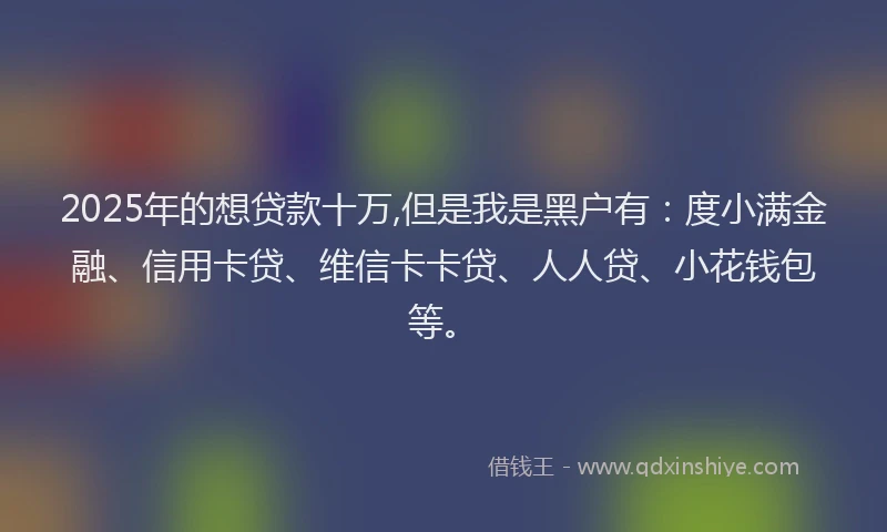 2025年的想贷款十万,但是我是黑户有：度小满金融、信用卡贷、维信卡卡贷、人人贷、小花钱包等。