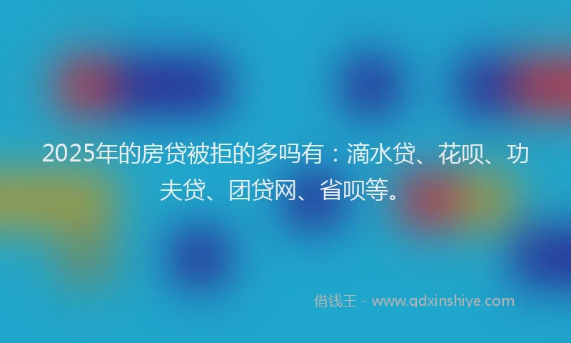 2025年的房贷被拒的多吗有：滴水贷、花呗、功夫贷、团贷网、省呗等。