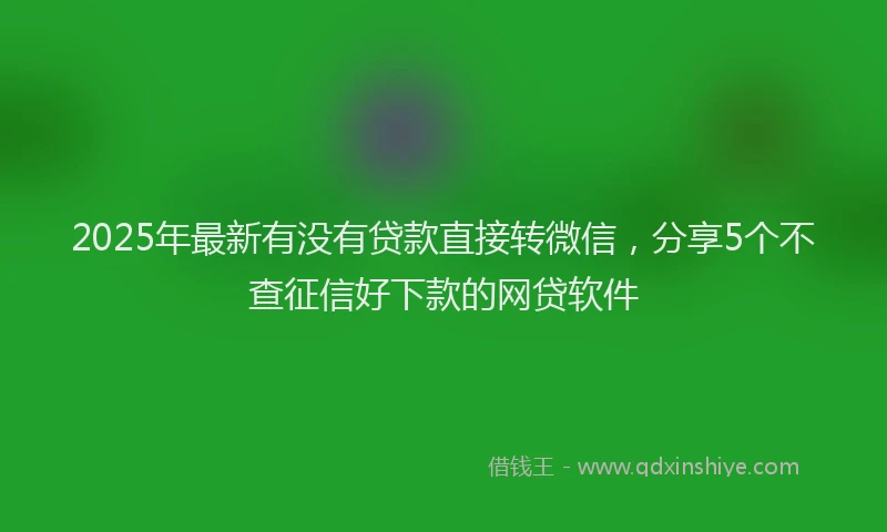 2025年最新有没有贷款直接转微信，分享5个不查征信好下款的网贷软件