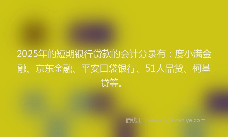 2025年的短期银行贷款的会计分录有：度小满金融、京东金融、平安口袋银行、51人品贷、柯基贷等。