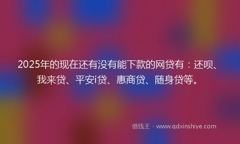 2025年的现在还有没有能下款的网贷有：还呗、我来贷、平安i贷、惠商贷、随身贷等。