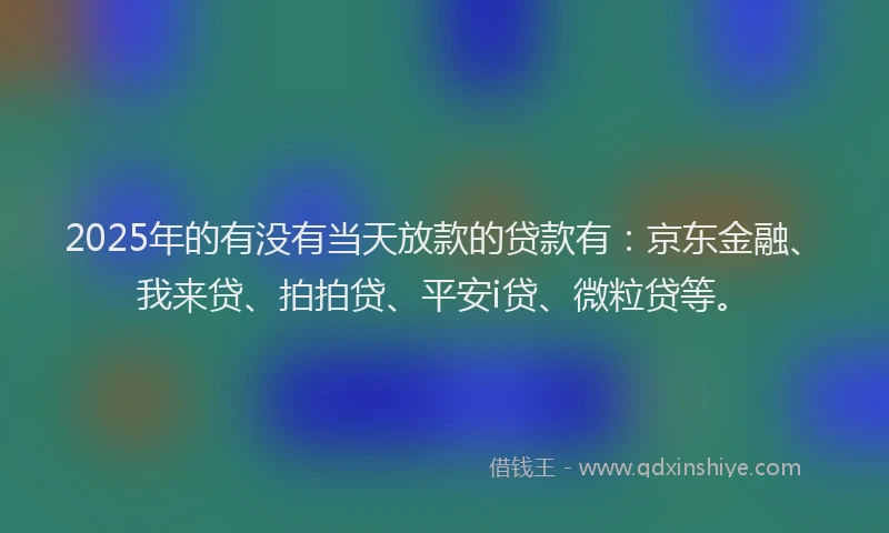 2025年的有没有当天放款的贷款有：京东金融、我来贷、拍拍贷、平安i贷、微粒贷等。