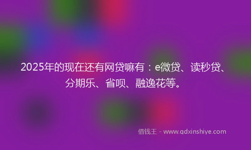 2025年的现在还有网贷嘛有：e微贷、读秒贷、分期乐、省呗、融逸花等。