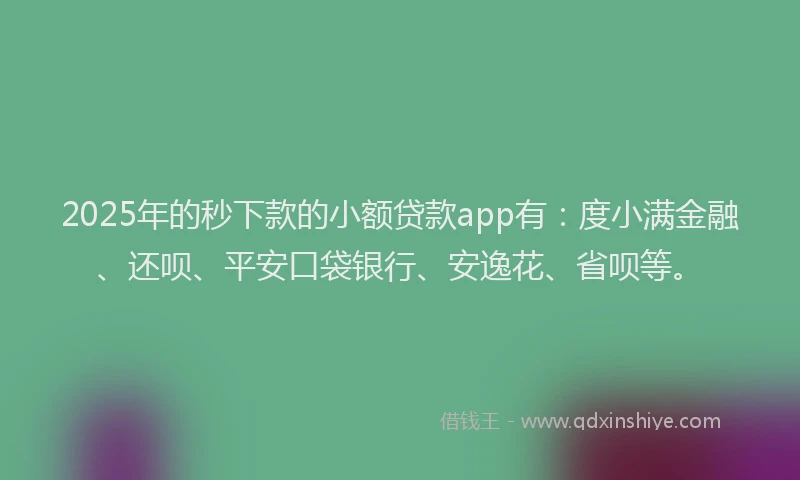 2025年的秒下款的小额贷款app有：度小满金融、还呗、平安口袋银行、安逸花、省呗等。