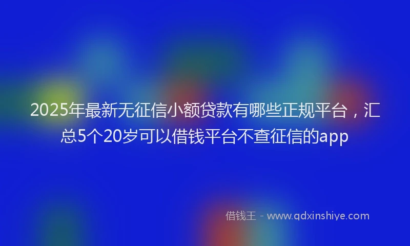 2025年最新无征信小额贷款有哪些正规平台，汇总5个20岁可以借钱平台不查征信的app