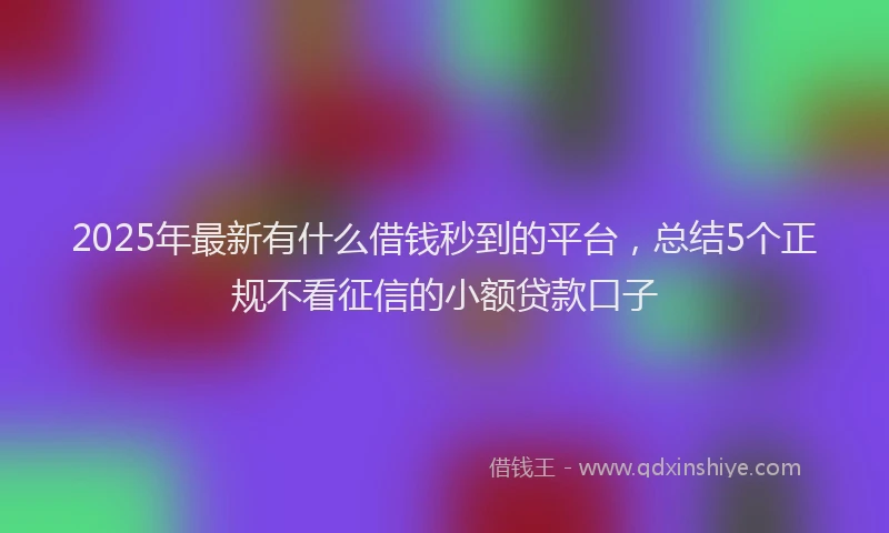 2025年最新有什么借钱秒到的平台，总结5个正规不看征信的小额贷款口子