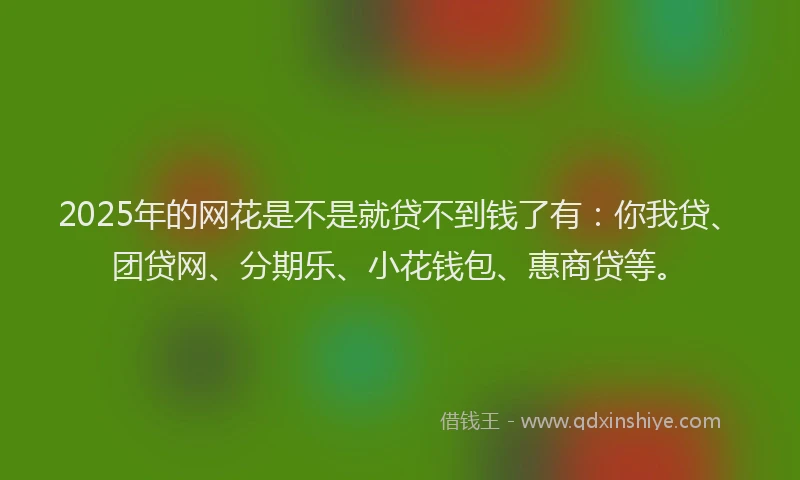 2025年的网花是不是就贷不到钱了有：你我贷、团贷网、分期乐、小花钱包、惠商贷等。