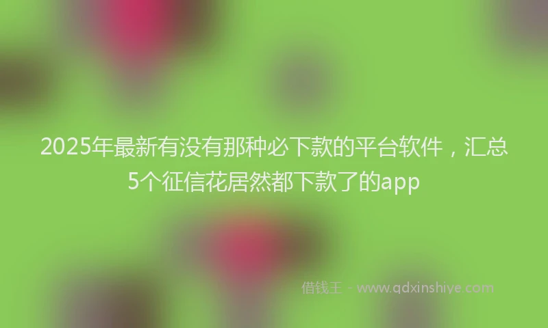 2025年最新有没有那种必下款的平台软件，汇总5个征信花居然都下款了的app