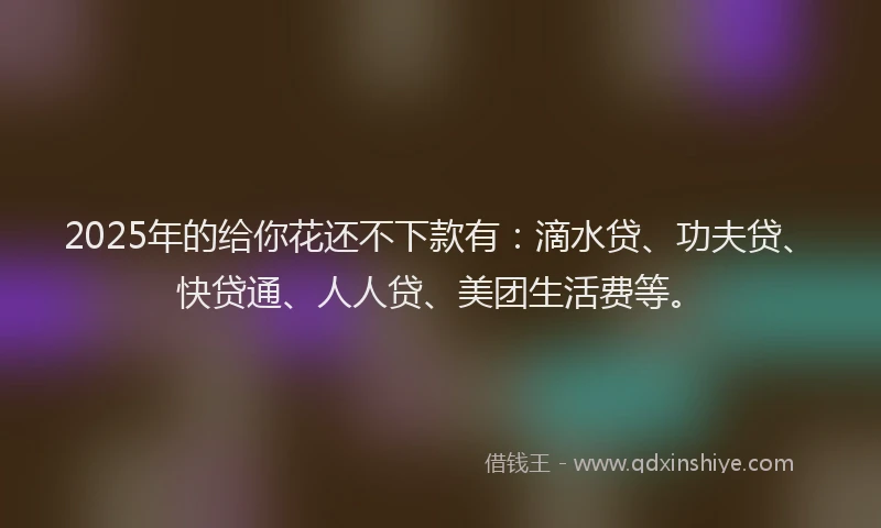 2025年的给你花还不下款有：滴水贷、功夫贷、快贷通、人人贷、美团生活费等。