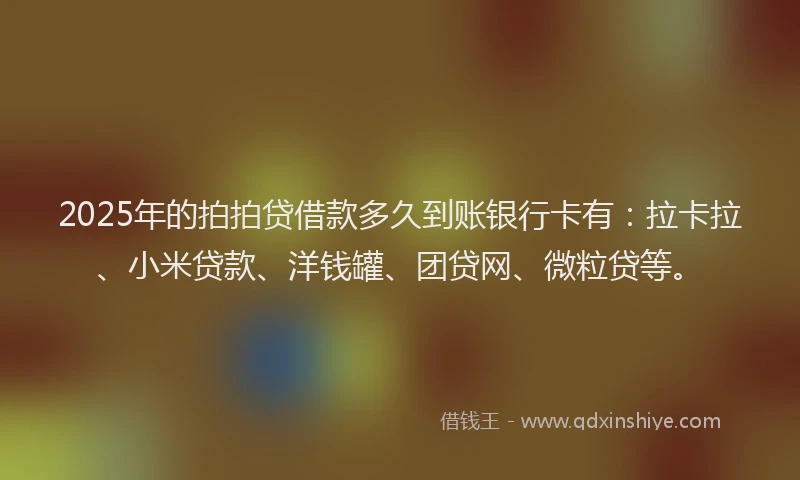 2025年的拍拍贷借款多久到账银行卡有：拉卡拉、小米贷款、洋钱罐、团贷网、微粒贷等。