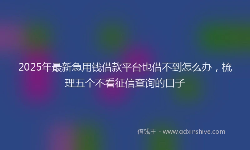 2025年最新急用钱借款平台也借不到怎么办，梳理五个不看征信查询的口子