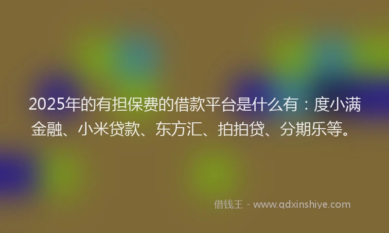 2025年的有担保费的借款平台是什么有：度小满金融、小米贷款、东方汇、拍拍贷、分期乐等。