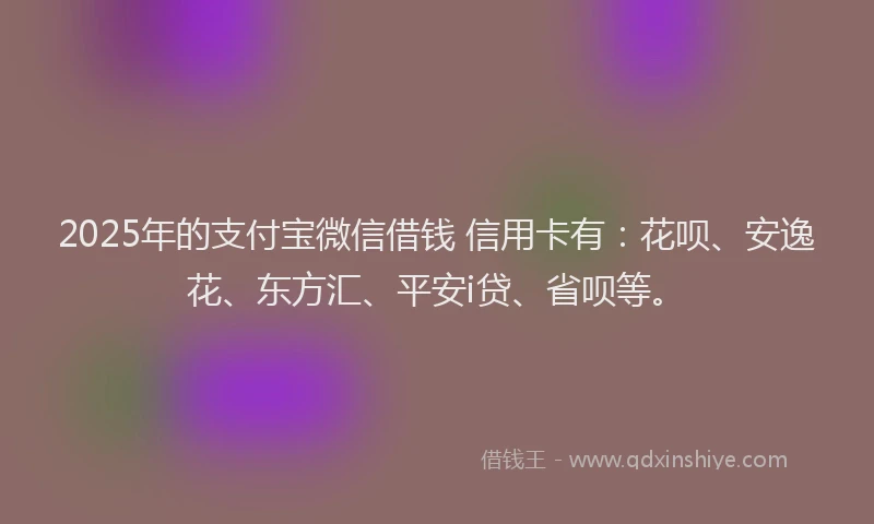 2025年的支付宝微信借钱 信用卡有：花呗、安逸花、东方汇、平安i贷、省呗等。