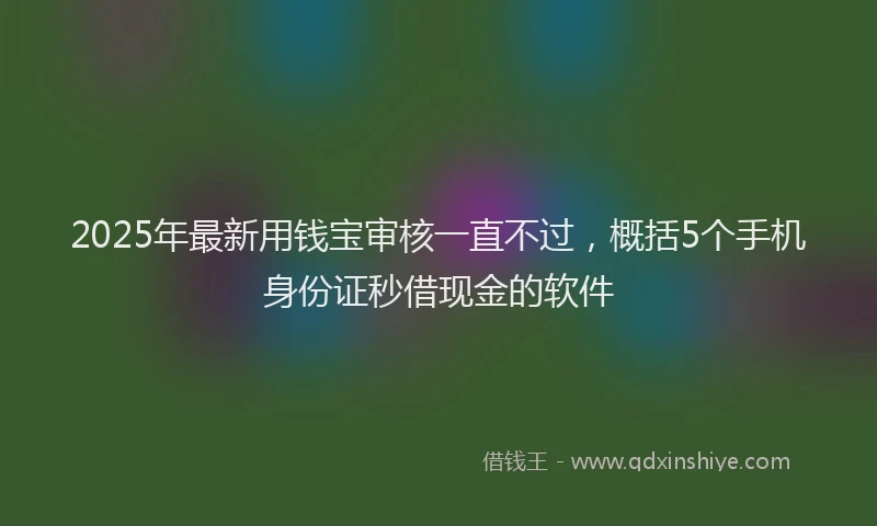 2025年最新用钱宝审核一直不过，概括5个手机身份证秒借现金的软件